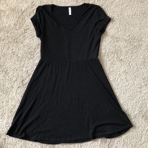 Vneck Black Cotton Dress